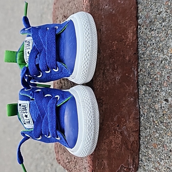 Converse No Time To Lace Tie Slip On Low Top Sneakers Royal Blue & Green - Picture 6 of 9